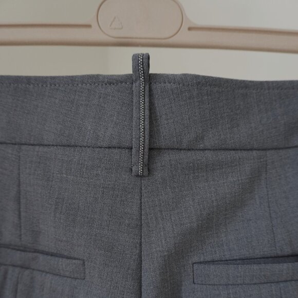 Brunello Cucinelli Monili Pants Gray Tropical Luxury Wool Split Hem Back Size 4 - Picture 6 of 10